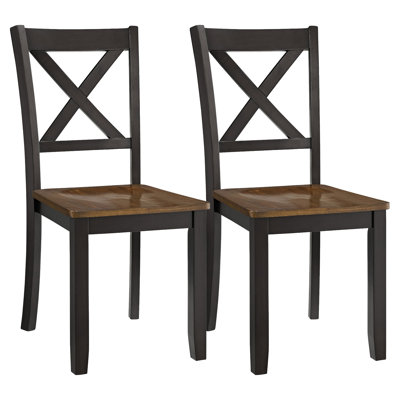 X-Back Farmhouse Wooden Kitchen Dining Chair in Black/Brown