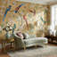 Papier peint floral avec oiseaux-593449366-593449367
