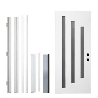 Durable Fiberglass Exterior Doors With Frosted Glass For Modern Home