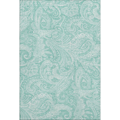 Premium Machine Washable Apodaca Teal Rug