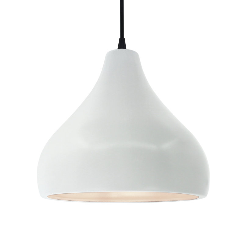 Luminaire suspendu à 1 lumière Meydan, H 9,5 po x l 13,5 po x P 13,5 po, Blanc brillant / blanc brillant, Noir mat