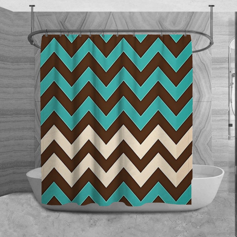 Rideau de douche Millstadt, H 84 po x l 70 po, Brun / turquoise