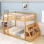 Lit superposé double en bois avec 2 tiroirs et tablettes-831150308