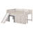 Full Size Low Loft Bed With Slide, Wood Bed Frame With Three Storage Drawers And Two Doors,No Box Spring Needed