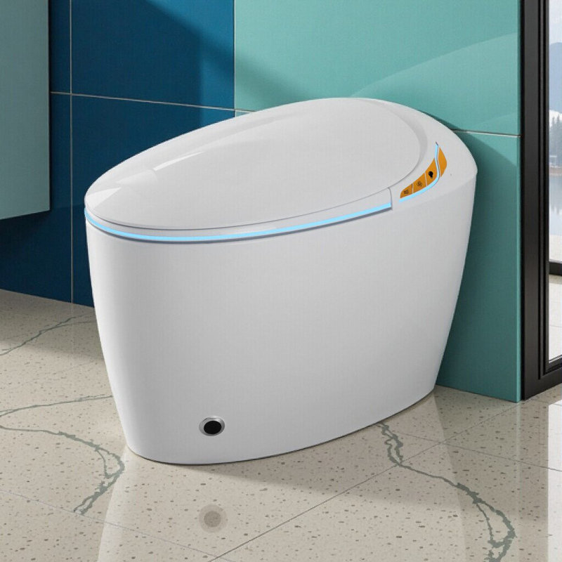 Smart One-Piece Toilet With Bidet, Auto Open/Close, Foot Sensor, Heated Seat & Dryer, White
