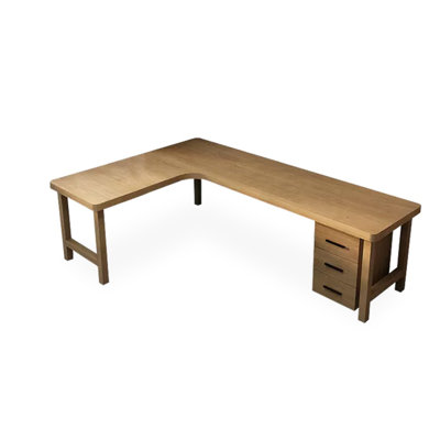 62.99" Wood color L-Shaped Solid Wood Desks