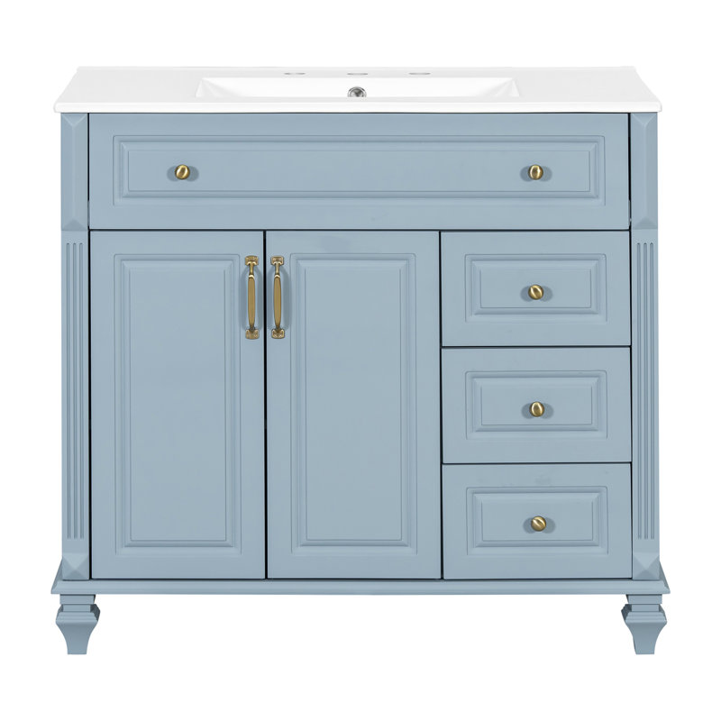 Meuble-lavabo 36 po avec lavabo, Bleu gris