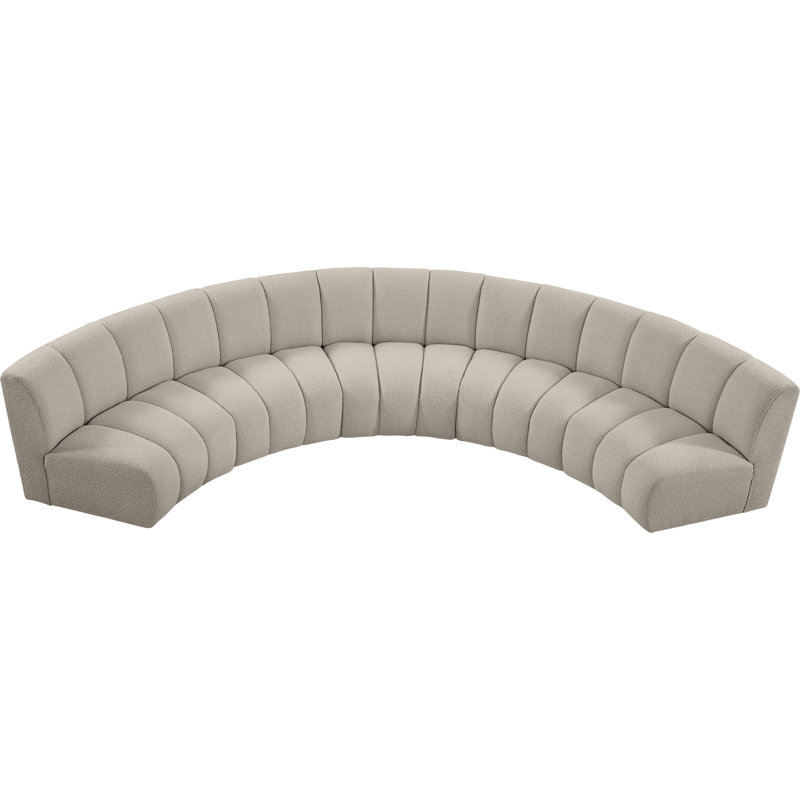 Infinity Upholstered Curved Sectional Symmetrical, Brown Boucle Fabric