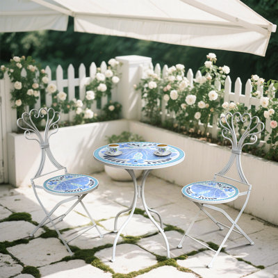 Ensemble bistro extérieur en céramique pour 2 personnes, ensemble de table et chaises de jardin