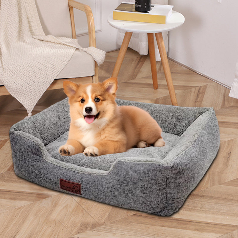 Tapis d'hiver chaud et amovible pour petits chiens Corgi, Gris
