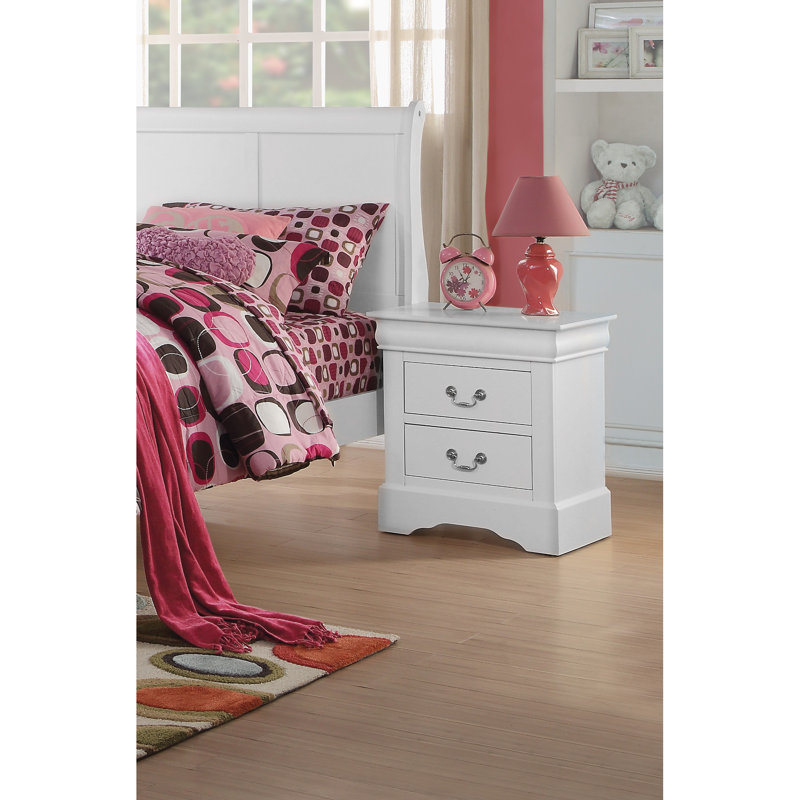 Élégante table de chevet blanche avec deux tiroirs pour une finition de chambre à coucher fabuleuse - meubles modernes