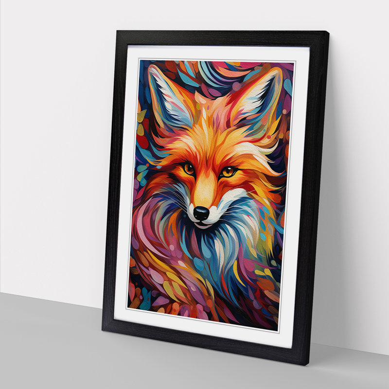 Fox Orphism No.2 - Single Picture Frame Print on Wood, Black Framed, 64cm H x 46cm W