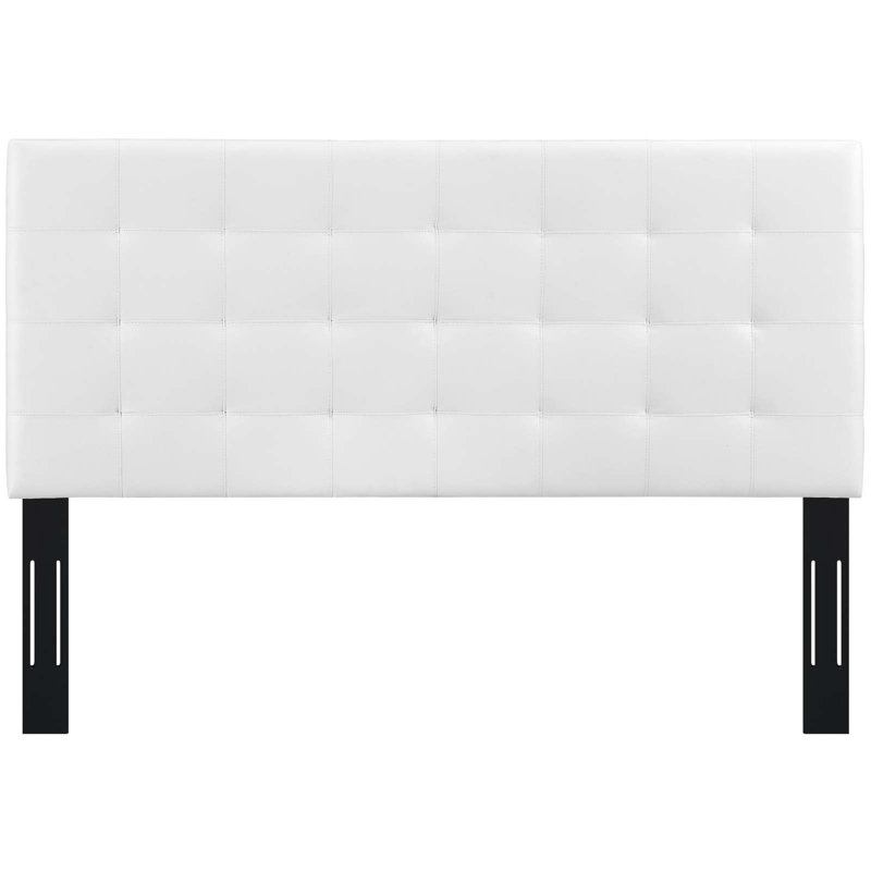 Modway Paisley Tufted Upholstered Faux Leather Headboard, White, Full/Queen