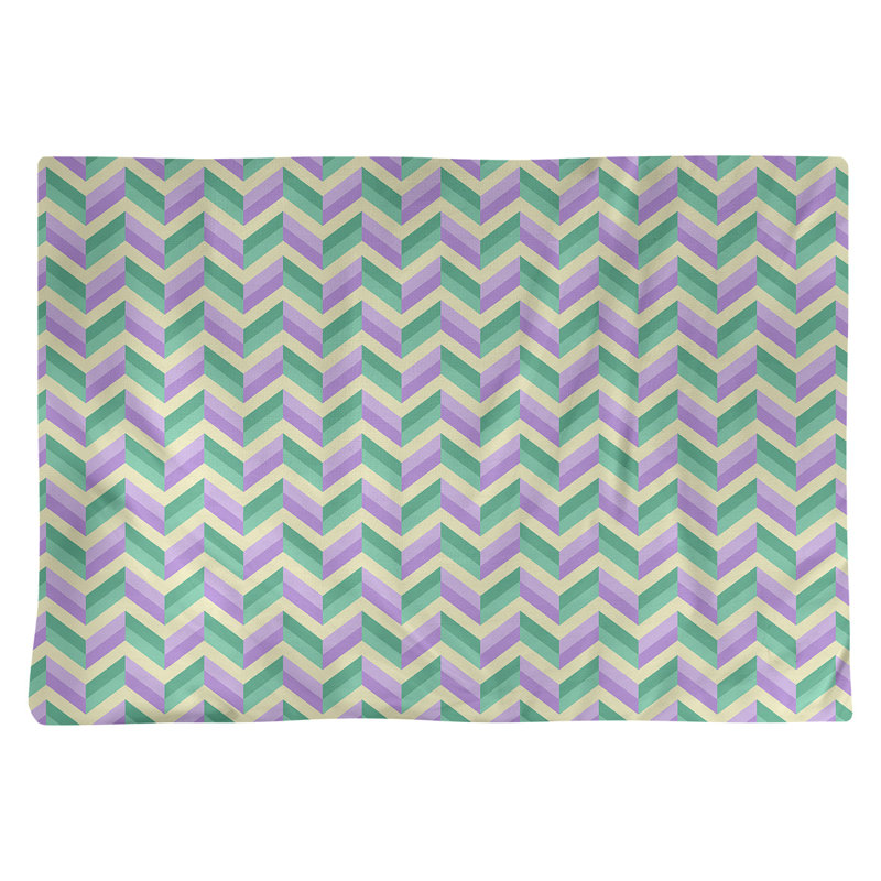 Napperon en coton 18 po chevrons, Mauve / Vert