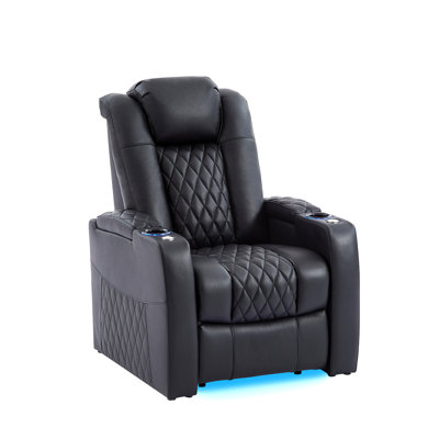Wrought Studio™ Leather Home Theater Seating, Game Seats Movie Theater Chairs Theater Recliner Sofa by Wrought Studio