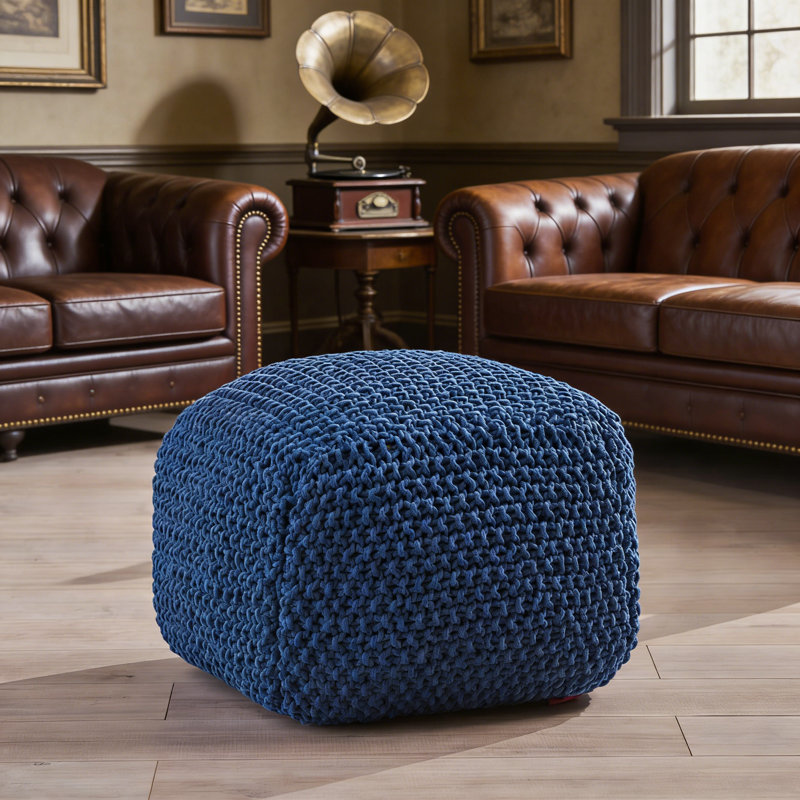 Pouf en coton tricoté Pim 20,5 x 20,5 x 16,5