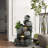 3-Tier Gray Pots on Stacked Rocks 2.5-Feet Tall Outdoor Polyresin Fountain with Lights and Gray Side Planter