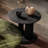 Green Stone Look Round Coffee Table & End Table Set, Bunching Accent Cocktail Table with Dark Wood Veneer Base for Living Room-641290578