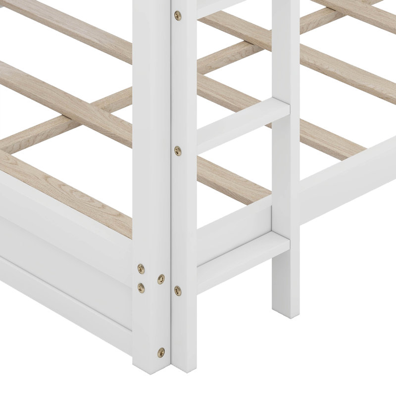 Lit superposé grand sur grand avec rangement, Blanc