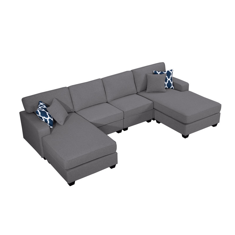 Canapé modulaire rembourré Onesia, Polyester gris foncé