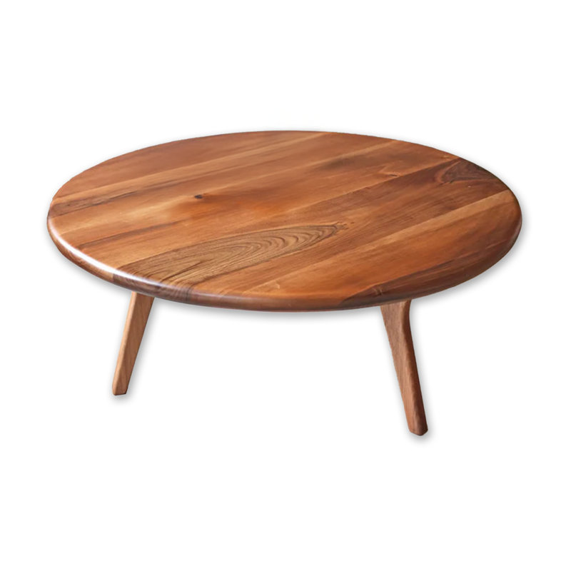 Walnut Solid Wood Round Novelty Coffee Table, 18" H x 40" L x 40" W