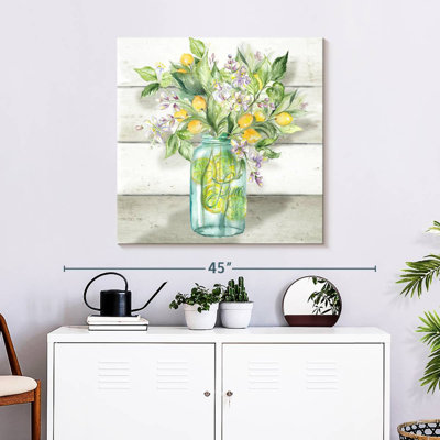 Yarlin, aquarelle, citrons, pot Mason, Shiplap