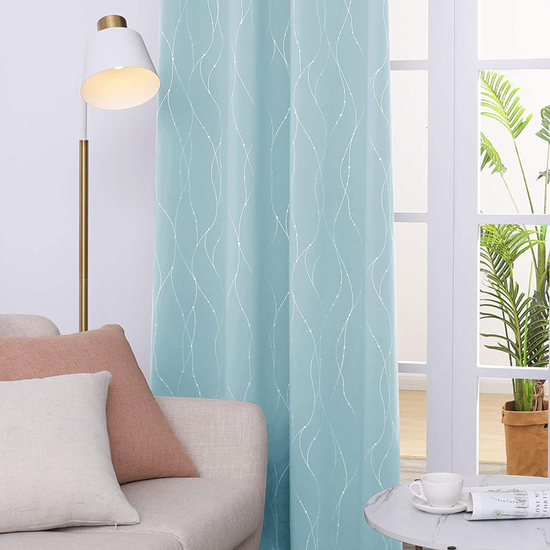 Cohmer Room Darkening Curtain Pair, 42" W x 45" L, Sky Blue