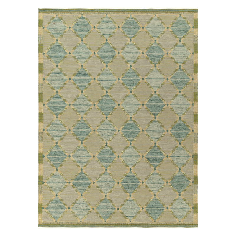 Candinavian Custom Rugs In Blue, Green Trellises By Rug & Kilim, Rectangle 5' x 8'