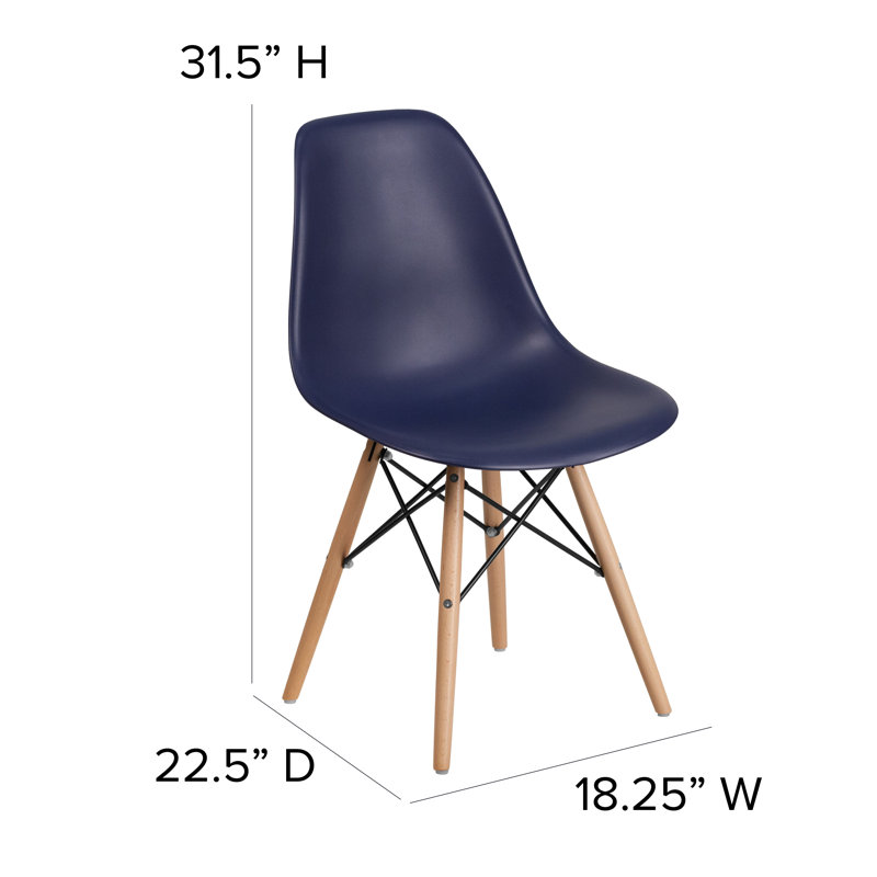 Averna Modern Side Chair with Wood Legs, Navy