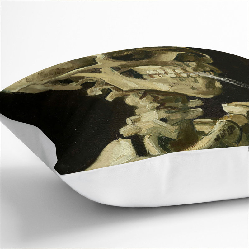 Cigarette with Skull Scatter Cushion, 40cm H x 40cm W x 15cm D, White