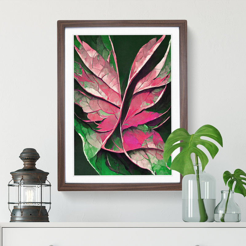 Abstract Leaf No.3 - Wall Art, 66cm H x 48cm W, Walnut Framed, White