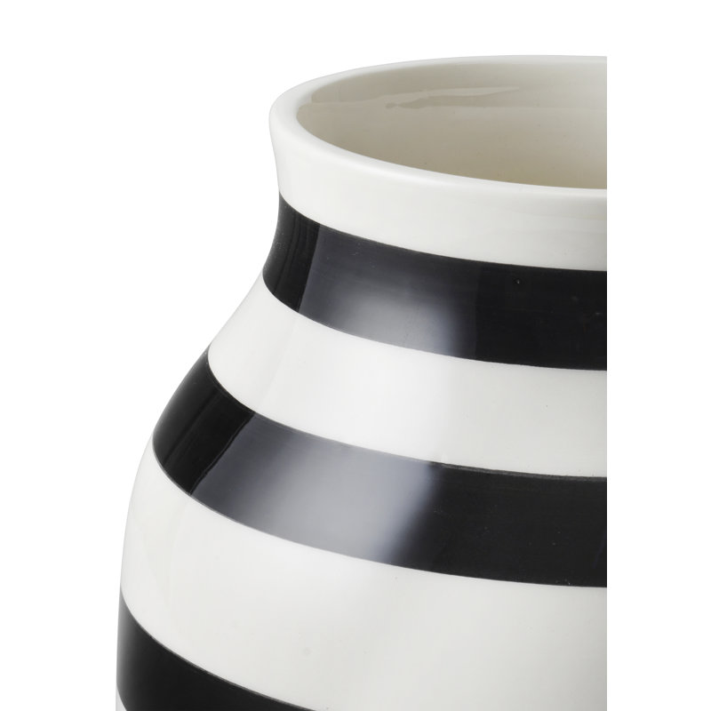 Omaggio Earthenware Table Vase, 7.9" H x 6.3" W x 6.3" D, White/Black