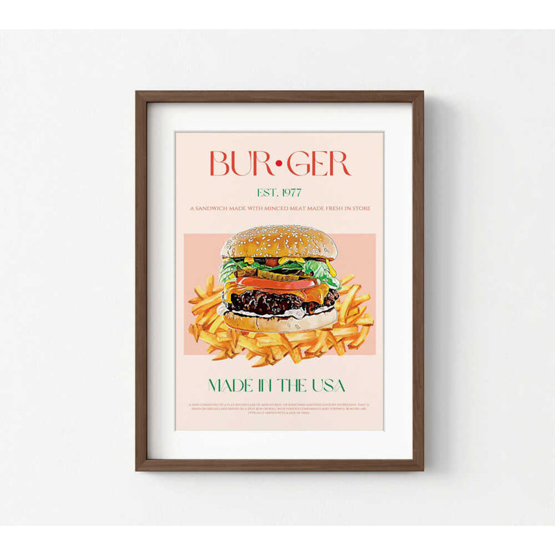 Classic American Burger - Repas rétro avec frites croustillantes et fromage fondu, H 32 po x l 24 po
