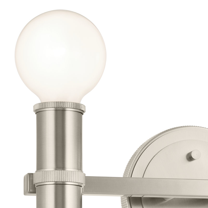 Applique murale pour salle de bain 2 lumières Gefferie, Nickel brossé