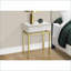 Table basse beige aspect marbre avec base en métal doré Tiroir de rangement pour salon / chambre à coucher
