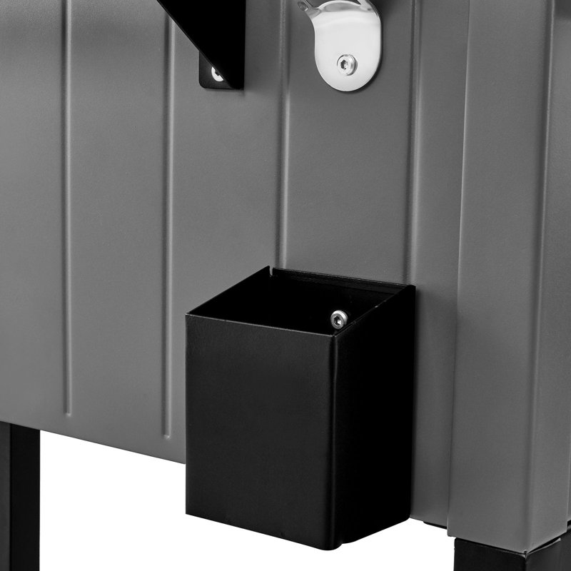 Glacière roulante - 1 pièce - Noir - Capacité de 80 pte, black+grey, 34.45" H x 56.3" W x 12.13" D