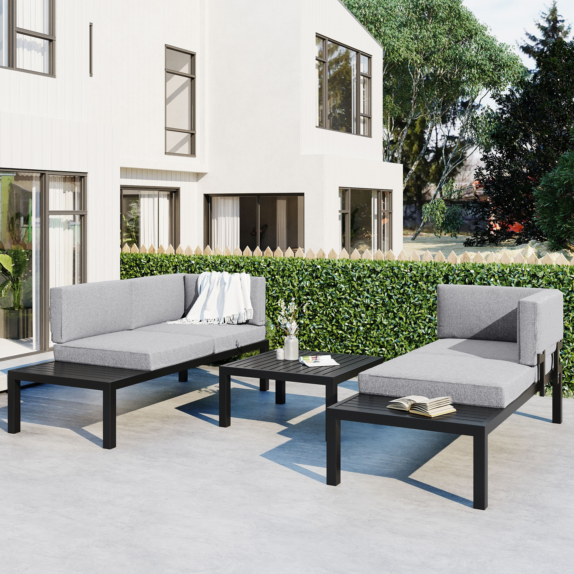 Latitude Run® Iquan 4 - Person Outdoor Seating Group with Cushions ...