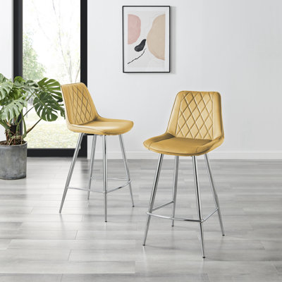 Palermo Luxury Quilted Breakfast Bar Stool - Velvet Upholstered Design