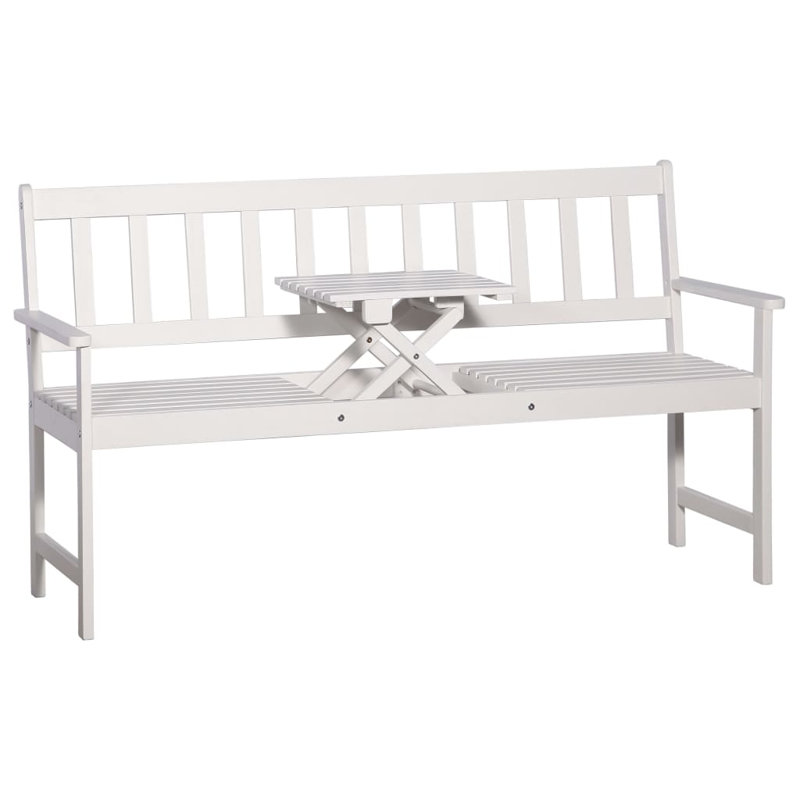 Garnich Solid Wood Acacia Outdoor Bench, White