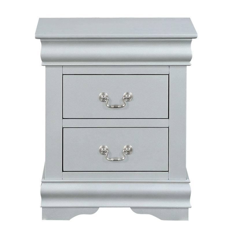 2-Drawer Nightstand, Silver