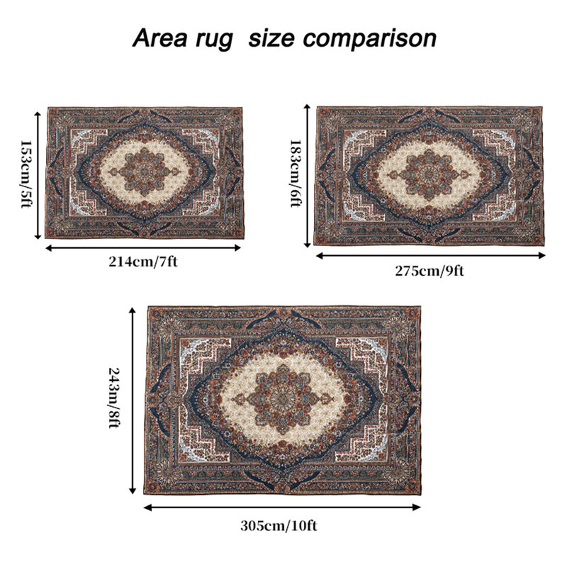 Vintage Theme Area Rug 6x9, Non-slip, Washable, Reddish Brown Floral For Kitchen 6x9 Rug, Retro Bohemian Pattern, Machine Flower Design