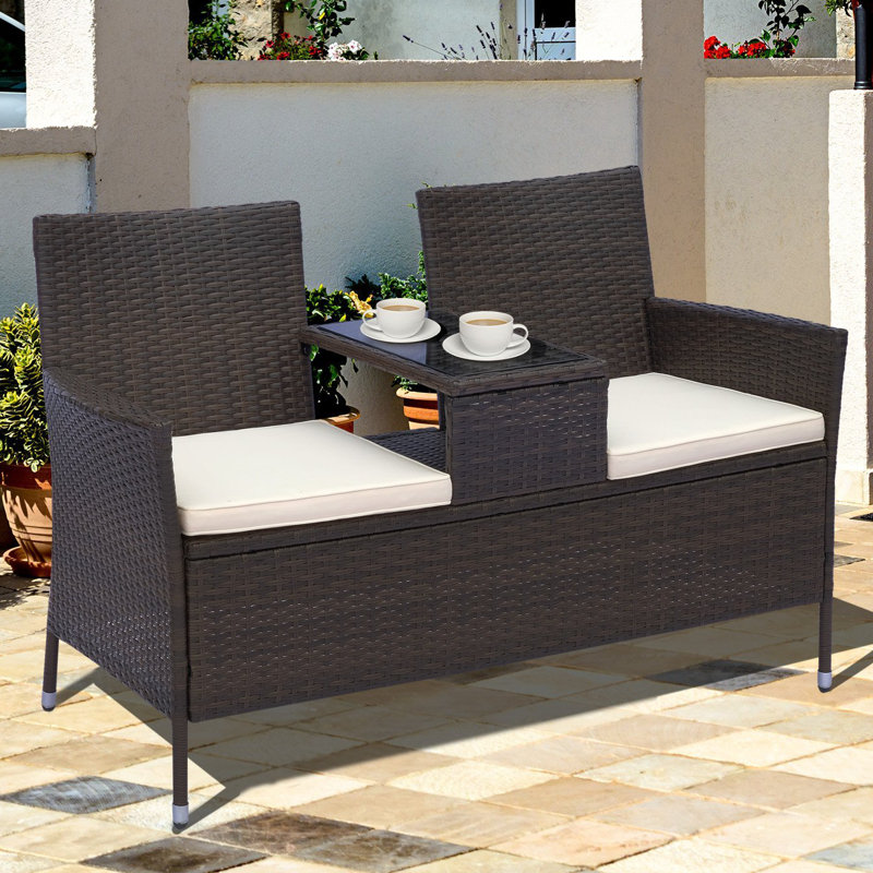 Streicher Powder Coated Steel Outdoor Bench, Brown
