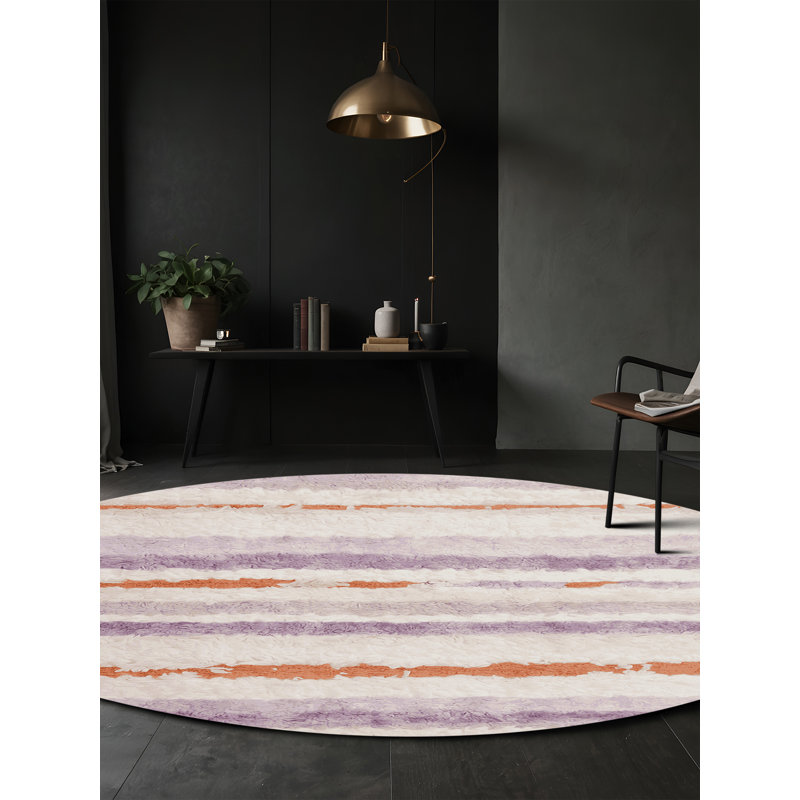 Machine Washable Gray Area Rug, Round 6'