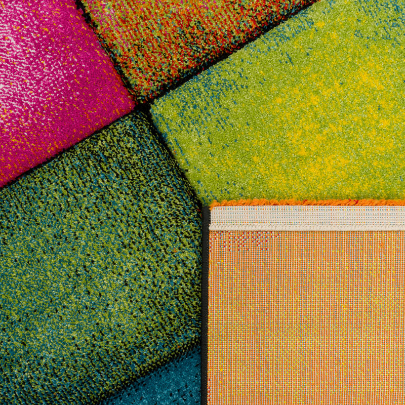 Tapis multicolore en polypropylène tissé à la machine Fimmie, Rectangle 6 pi 7 po x 9 pi 6 po