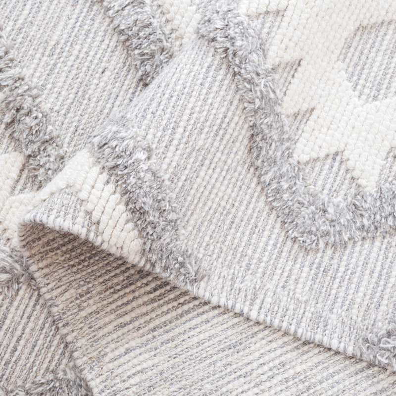 Ketch Hand Woven Wool Pile Geometric Rug, Rectangle 5' x 8'