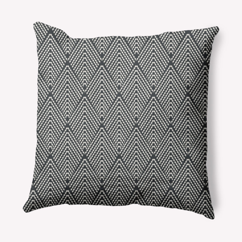 Housse et insert de coussin carré d'extérieur Mangham, H 16 po x l 16 po, Poivre géométrique