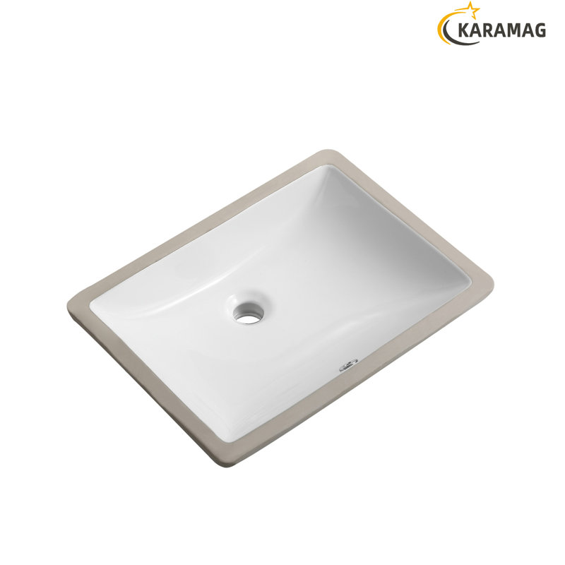 20" x 15" Rectangular Undermount Bathroom Sink in White Ceramic with Overflow