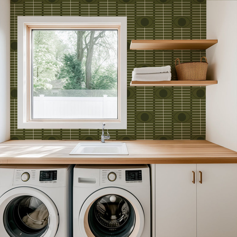 Osidan - Olive Oasis Wallpaper, Non-Pasted, Olive, Faux Grasscloth