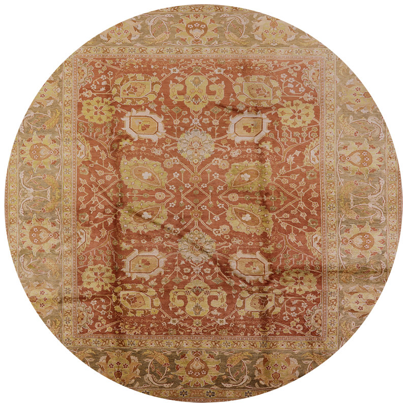 Tapis oriental rouge / jaune Narragansett, Rond 8 pi