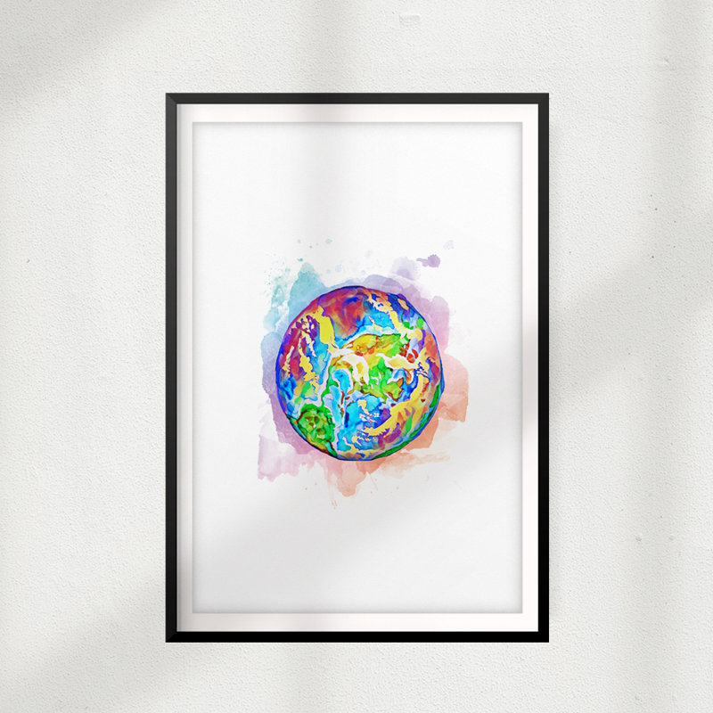 Vivid Globe - Single Picture Frame Print, 7" H x 5" W x 0.05" D